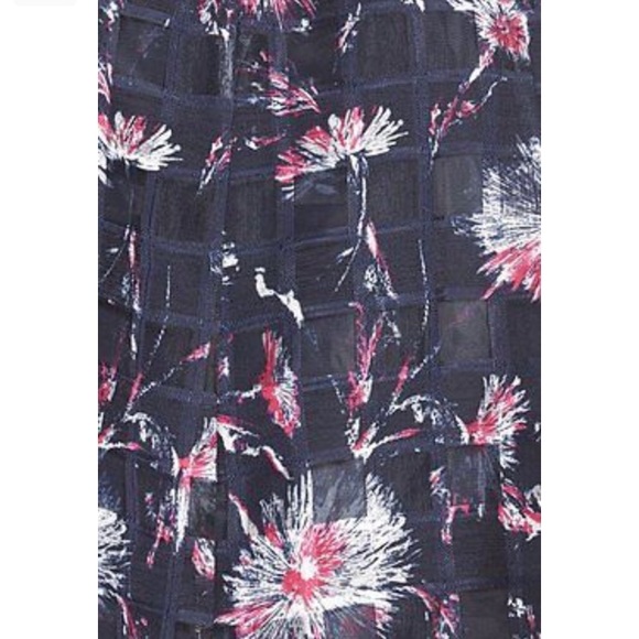 Halogen • Floral Checked Full Midi Skirt in Navy - Picture 3 of 5